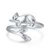 JUSTKIDSTOY Cat Ring 925 Sterling Silver Cute Animal Adjustable Open