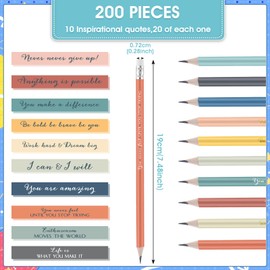 Sabary 200 Pcs Motivational Pencils Bulk Pastel Inspirational Student Gift from Teacher 2 HB Wood Pre Sharpened Pencils Bulk Class School Gift for Kindergarten Kids Graduation Party Favor