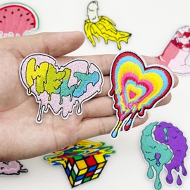 Attuslla 8 PCS Iron On Patch Melting Embroidered Patch Appliques Stickers Kit for Clothing, Jackets, Backpacks, Jeans, Applique DIY Accessory