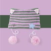 Women Y2K Cat Ear Beanie Hat with Pom Poms Star