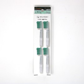 Soladay Replacement Brush, Premium (4 Pieces), 3 Rows, Strong Rubber Point Bristle, Normal (Shiken)
