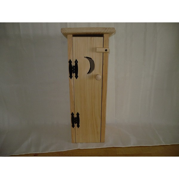 Pine Outhouse Toliet Paper Holder. . Measures: 7" X 7" X 20" Tall. With It Being Unfinished You Can Decorate It Any Way You Want to Fit Your Bathroom Decor. It Also Looks Great Unfinished!