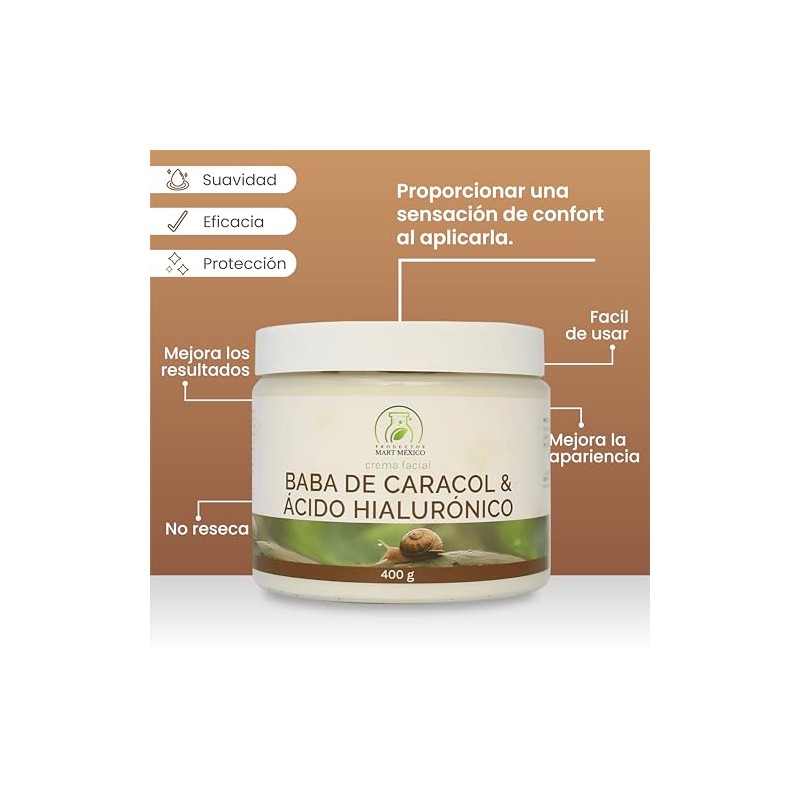 Crema Facial Baba Caracol Ácido Hialurónico Piel Firme 400 Productos