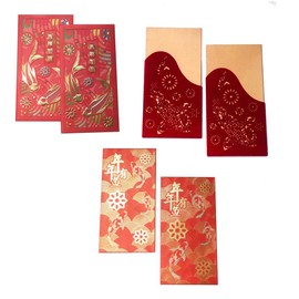 6-Pack Chinese Lunar New Year Lucky Vietnamese Li Xi Money Koi Fish Goldfish Red Envelope for Wedding Birthday Baby Shower Graduation