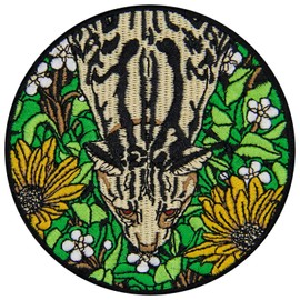 Leopard Lurk Under Flowers Embroidered Iron on Sew on Patch