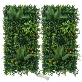 Artificial Green Wall Panels 20"x40", UV-Protected Faux Grass Wall Backdrop for Indoor Outdoor Privacy Fence, Garden, Wedding & Home Decor - Sunset Vine, 2 Pack