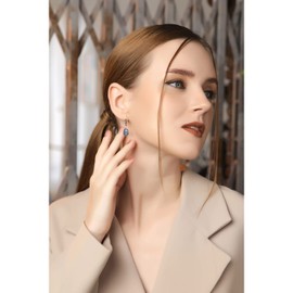 Sterling Silver Baroque White Cultured Freshwater Pearl Leverback Dangle Earrings for Women Girls, Metal Pearl, Pearl