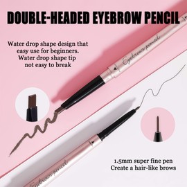 Eyebrow Pencil Light Brown with Brow Brush, Double Ended Eyebrow Pen, Microblading Eyebrows Pen - Automatic Makeup Cosmetic Tool for Women