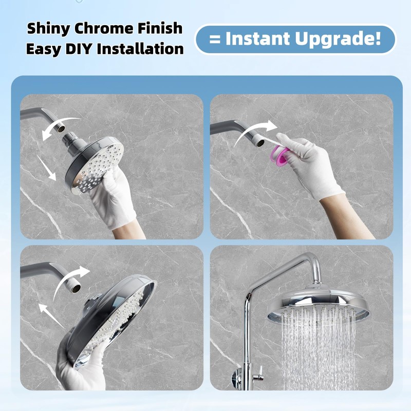 Hibbent 9 Inch Traditional Fixed Large Shower Head Chrome, Solid