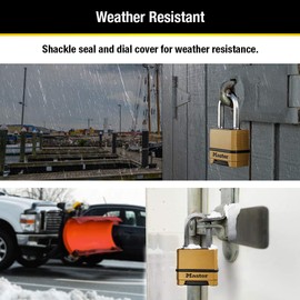 Master Lock Outdoor Combination Lock, Heavy Duty Weatherproof Padlock, Resettable Combination Lock for Outdoor Use, 2 Pack, M175LFEC2, 1.2 x 2 x 3.87 inches, Gold