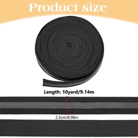 WEBEEDY 9m/10 Yard Elastic Silicone Gripper Tape 25mm/1" Wide Black Non-Slip Elastic Strap Sewing Stretchy Fabric Elastic Ribbon Silicone Elastic Tape for Garment and Crafting DIY Clothes Accessory