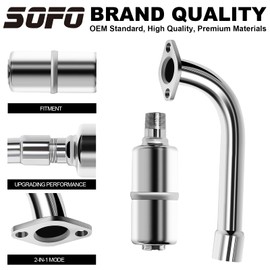 SOFO Predator 212 Exhaust Header Pipe Muffler Kit - for Honda 196cc 224cc 200cc GX160 GX200 6.5HP Engine,Coleman CT200u BT200X KT196,Baja MB200 GX160 GX200 Go Kart Mini Bike Performance Parts Chrome
