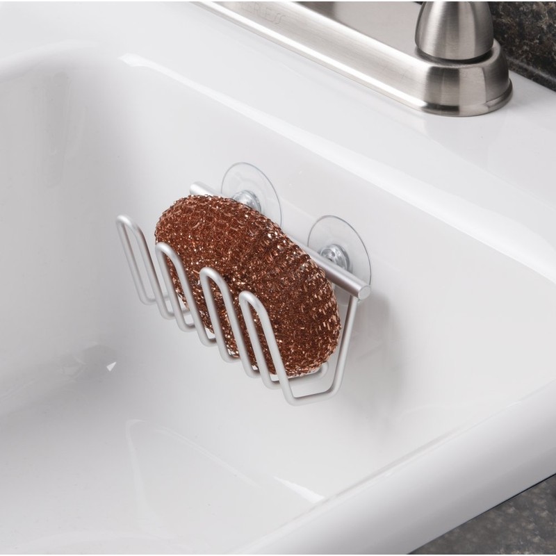 InterDesign Metro Rustproof Aluminum Suction Sponge Holder for Kitchen Sink