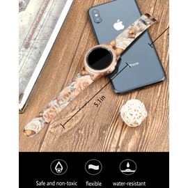 20mm Silicone Sport Bands Compatible with Galaxy Watch 6/Watch 5/Galaxy Watch 4 40mm 44mm/Classic 42mm 46mm/Watch 3 41mm, Active 2 Watch Bands,Cute Replacement Strap for Women(pink diamond butterfly