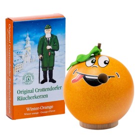 Seiffener Volkskunst Incense Figurine from the Ore Mountains, Cheeky Fruits 7 cm Including Crottendorfer Incense Cones, Incense Smoker Decorative Figure, Original Ore Mountains Folk Art (Apple Sine)