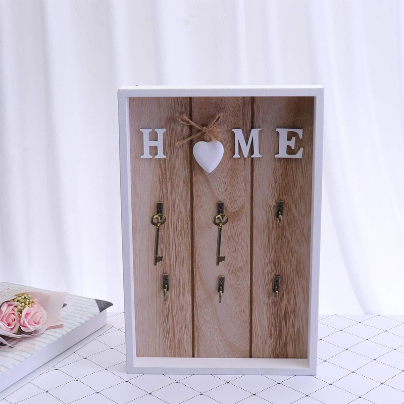 LIOOBO Wooden Key Holder, Key Rack, Key Hooks Wall Mounted,