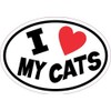 StickerTalk Oval I Love My Cats Vinyl Sticker, 5 inches by 3.5 inches