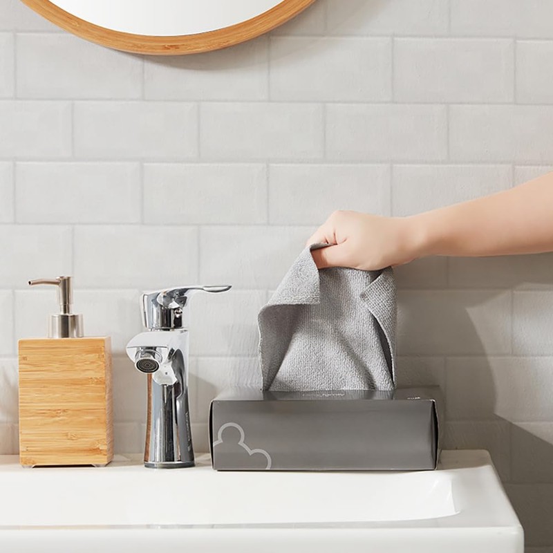 Tongke Disposable Microfibre Cleaning Cloths, Reusable Dish Towels with Dispenser