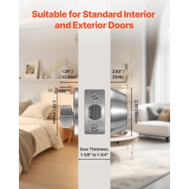 VEVOR Deadbolt Lock, Round Single Cylinder Dead Bolt, Keyed 1 Side, Fits Standard Size Interior and Exterior Doors, Full Metal, with 3 Keys, for Front Entry Door Residential Security, Satin Nickel