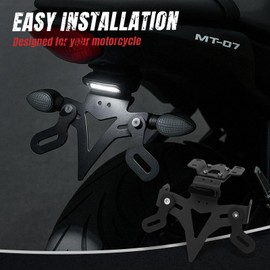 WingFly Motorcycle License Plate Holder, LED Light Motorcycle Number Plate Holder, Adjustable Angle License Plate Holder, Universal Number Plate Holder, for Yamaha MT-07 MT07 FZ-07