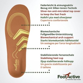 FootActive Outdoor Insoles for Nature & Adventure Lovers Secure hold and cushioning at high loads. - - 39/41 EU
