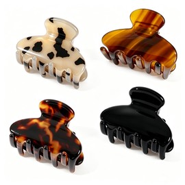 FSMILING 4CM Acetate Small Hair Clips Women Mini Claw Clips For Fine Hair