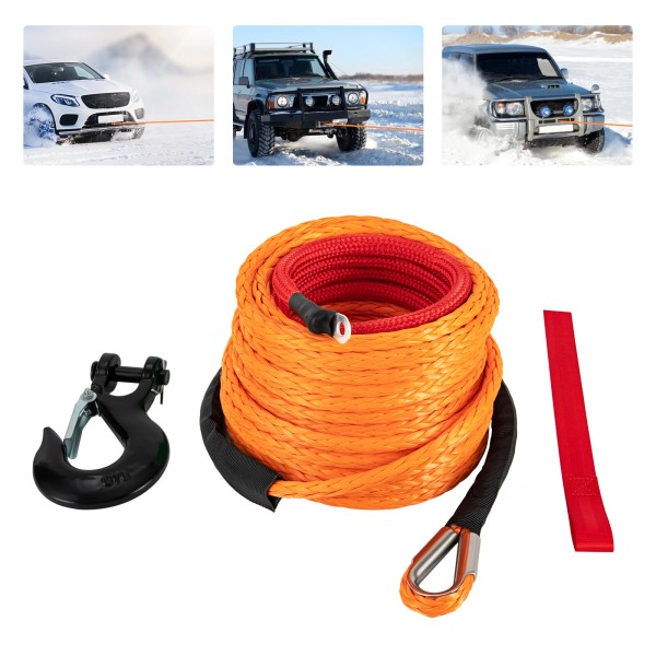 Unbranded 3/8" x 60 FT Synthetic Winch Rope with Hook