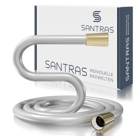 SANTRAS® Premium Shower Hose Chrome/Gold 2.00 m with Flow Limiter - Particularly Flexible Shower Hose Made of Easy Clean Material Made in Germany