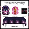41pcs Game Birthday Party Decorations,Pink and Black Party Tableware Set