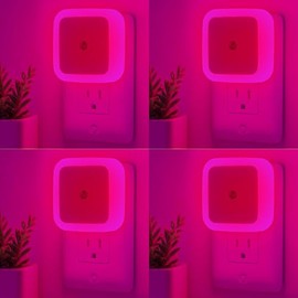 Night Lights Plug into Wall - 4-Pack Pink Nightlight Smart Dusk to Dawn Sensor Plug in LED Lighting, Safe Auto-On/Off Lamp for Kids Adults Home Living Room Kitchen Bedroom Bathroom Toilet Hallway