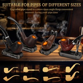 FANKAI Pipe Lighter with Stand, 3 in 1 Cleaner Tools, Butane Refillable with Angled Soft Flame,Cool Gas Lighter with Window for Pipe Gift