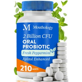 Mouthology Oral Probiotics for Mouth Bad Breath with Xylitol (210 Count Mints), Dental Probiotic, Mouth Probiotics Bad Breath Treatment and Gums
