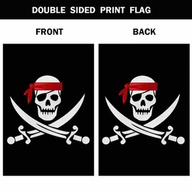 AOYEGO Pirate Flag House Flag 28 x 40 Inch Large Vertical Double Sided Jolly Roger Skull With Crossed Bones Seasonal Outside Décor for Garden Yard Farmhouse Flags
