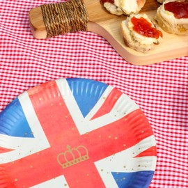 Sparkles Partyware Union Jack Plate - Pack of 10 9" Paper Plates with Union Jack Flag - Perfect for Jubilee King's Coronation Street Parties Celebrations