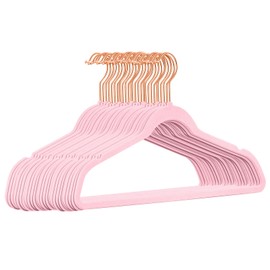 TIMMY Hangers Non-Slip Velvet Hangers - Suit Hangers (50-Pack) Ultra Thin Space Saving Coat Hanger and Heavy Duty Clothes Hangers Hold Up-to 10 Lbs-Pink Hangers
