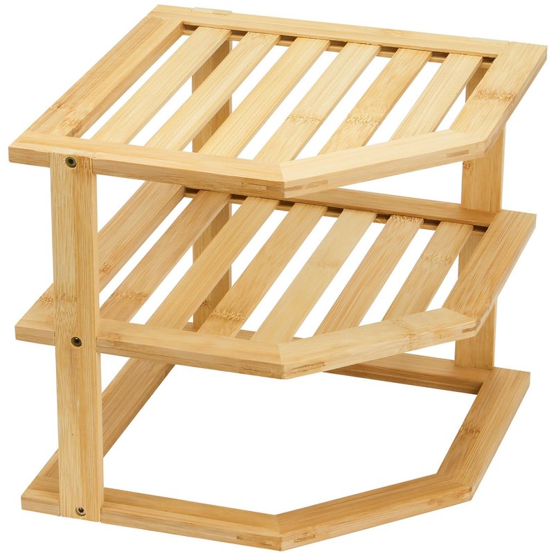 Taylor & Brown Bamboo 3 Tier Corner Shelf Unit Kitchen