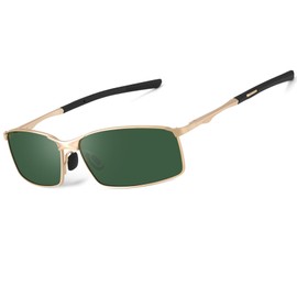 ANYLUV Mens Sunglasses Polarised, Premium Sports Sunglasses for Men Metal Frame with UV Protection for Fishing Driving (Gold/G15)