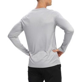 Mens Long Sleeve T Shirts,Athletic Sun Protection UPF 50+ Rash Guard Shirts for Gym,Workout,Running(Light Gray M)
