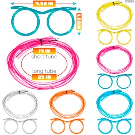 5Pcs Silly Straws Glasses - Set of 5 Plastic Straw Glasses, Easy to Use and Clean, Food-Safe Material and Adjustable Length, Reusable Straw for Birthdays, Celebrations and Parties & Events