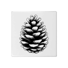 'Single Pine Cone ' 108mm Square Ceramic Tile (TD00032041)