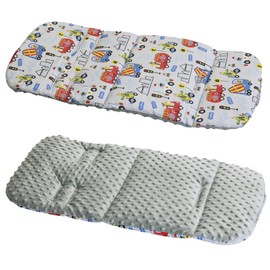 Cotton & Bubble Fleece Pram Insert, Liner Covers 5pt Universal Reversible (Traffic Toys/Grey)