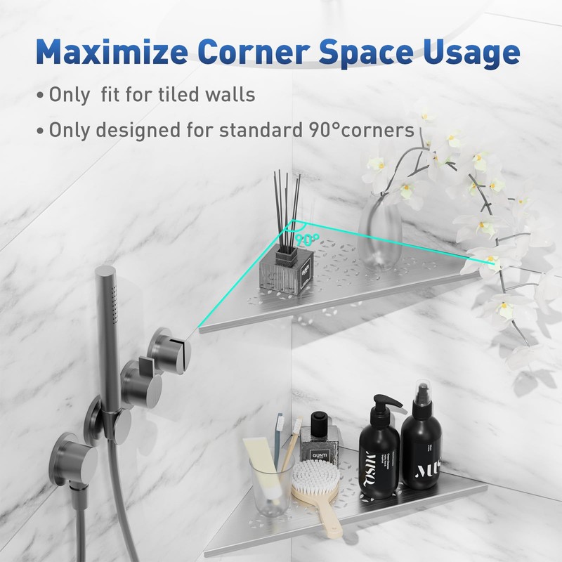 lives 2 Pack Recessed Corner Shower Shelves,10"" Slot Design Shower