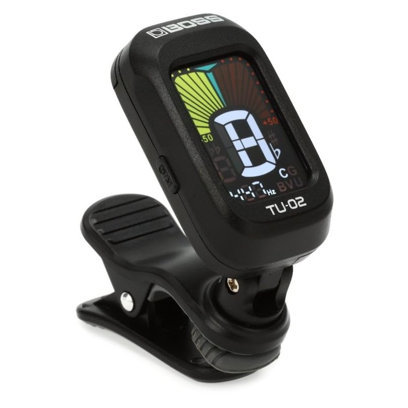 BOSS TU-02 Clip Tuner, Color Display, Compatible with Guitar, Bass,