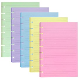 8-Disc Binding Inserts for TUL Disc Binding Liner, disc bound planner supplies，A5 Binder Replacement Sheets, 5 Colors (20 Sheets/Color), 100 Sheets/200 Pages (multi-colored, A5-Lined)