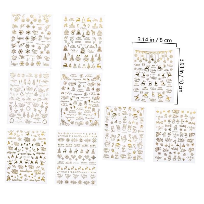 Healeved 3sets Cartoon Christmas Nail Art Stickers 3D Press Nails