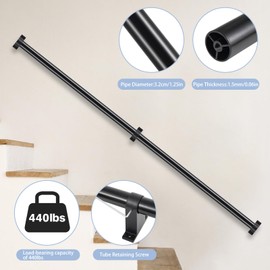 SDNBHT Industrial Stair Railing Metal Hand Rails for Indoor & Outdoor Steps Wall Mount Hand Rails for Indoor Stairs 1.25" Pipe Stair Handrail for Steps Aluminum Staircase Handrail Hand Railing 4ft