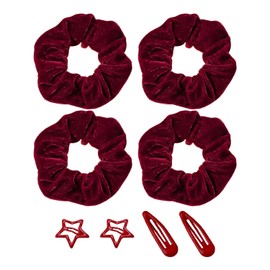 Pack of 4 Hair Bobbles and 4 Pieces Hair Clips, Velvet Hair Ties, Elastic Hair Ties, Cute Hair Accessories, Hair Tools, Hair Accessories