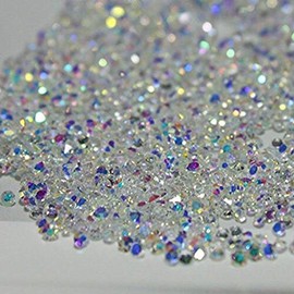 Minejin Nail Art Mini Rhinestones Micro Crystals Sharp Bead Phone Mini Gems DIY Art Decoration Need Glue 1400Pcs (AB+White) 2Pack