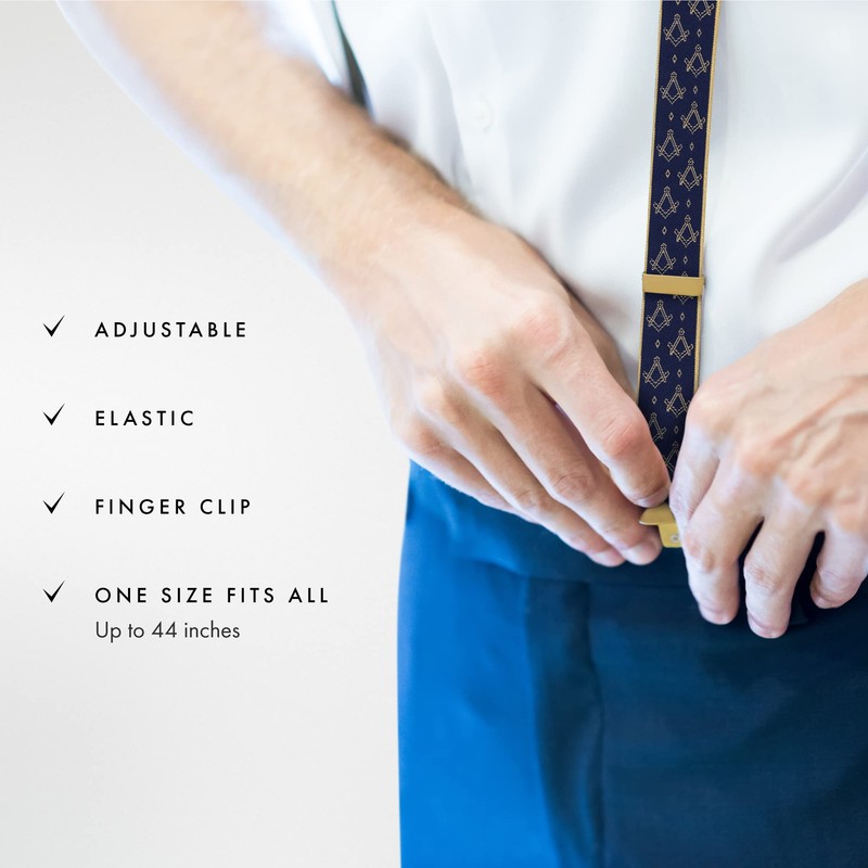 Masonic Braces Suspenders with Square & Compass - X Type