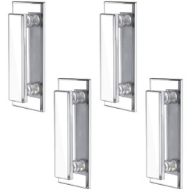 Weysat 4 Pcs Mirror Closet Door Pulls Handle Adhesive Self Stick Acrylic Drawer Handle Knob Large Clear Instant Stick on Knobs for Closet Cabinet Wardrobe Windows Dresser Sliding Door (5 x 2 Inch)